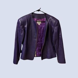 VAKKO Leather Racer Jacket Size 8